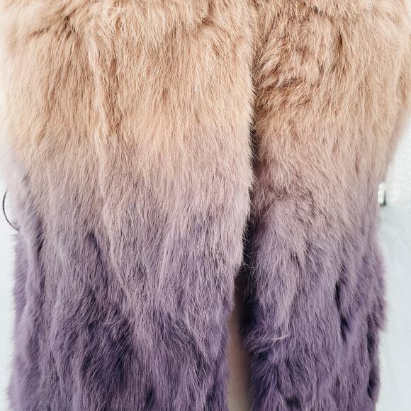 Anthro Love Token Purple Pink Ombre Genuine Rabbit Fur Lined Ribbon Belt Vest S - Picture 3 of 12